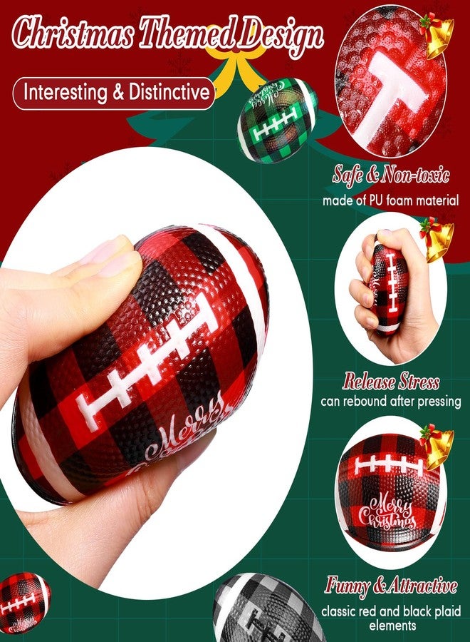 Jerify 24 Pcs Christmas Stress Ball Bulk Mini Christmas Foam Football 3.35" Small Buffalo Plaid Relief Stress Ball for Xmas Carnival Party Favors Stocking Stuffer Filler Gifts (Red Green Black) - Image 2